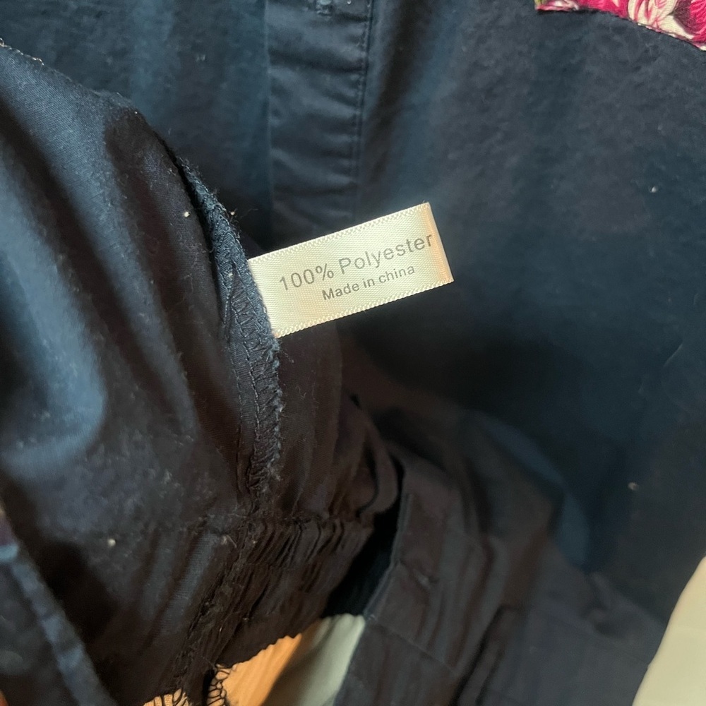 RomperJack Navy Jumpsuit with Floral Trim - Picture 4 of 4